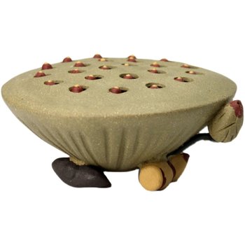 Yixing ສີມ່ວງ sand lotus ປະດັບ, handmade lotus seed tea pet cover, cover, can support Kung Fu tea set accessories