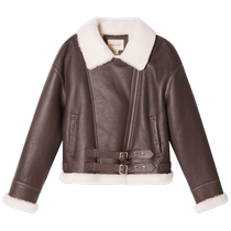 PSALTER poem lapel strap motorcycle style shearling fur all-in-one coat fur winter