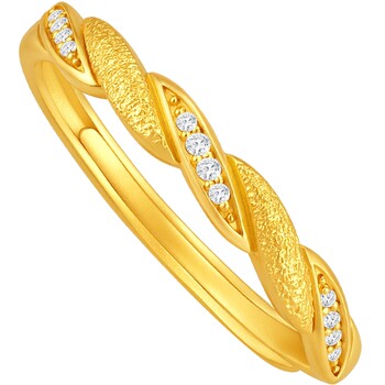Chao acer imperial gold diamond ring pure gold diamond ring hand jewelry inlaid wheat twist women's ring birthday gift
