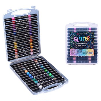 Double-ended acrylic marker with glitter or soft tip?