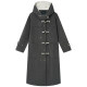 HaloLuu gray horn button coat hooded thickened