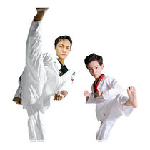 Cotton adult and childrens Taekwondo uniforms for autumn and winter long and short-sleeved mens and womens platform boxing clothing beginner training white
