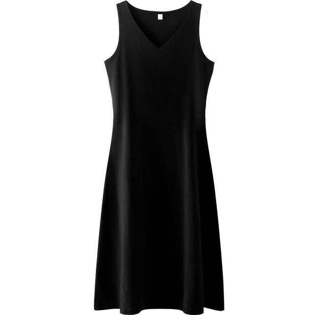 Black outer wear bottom v-neck sleeveless vest skirt A-line skirt