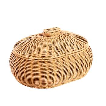 Factory direct sales rattan storage basket with lid
