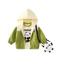 Boys sweatshirt jacket autumn 2024 new childrens style clothes baby hooded top two-piece set spring and autumn trend