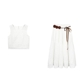 Qiao la liu guang hua yu summer romantic girly style round neck sleeveless skirt a-line swing skirt