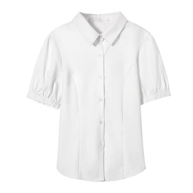 Summer preppy waisted white shirt for women plus size