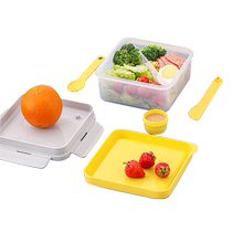 (Self-operated) LOCK&LOCK outdoor portable picnic crisper plastic double-layer fruit salad with seasoning box
