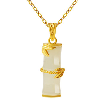 Gongli shangxin natural jade and tian jade bamboo necklace