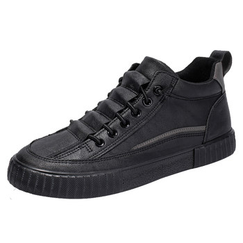 Slip-on ເກີບເທິງສູງສໍາລັບຜູ້ຊາຍ 2024 ດູໃບໄມ້ລົ່ນໃຫມ່ແບບເກົາຫຼີ trendy versatile ຕ້ານກິ່ນຫອມບາດເຈັບແລະ sneakers ເກີບຫນັງສີດໍາ