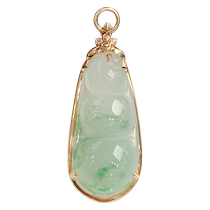 (Self-operated) Qianyu Picking Up Burmese natural A-grade jade ice transparent floating dots of flowers old 18K gold Ruyi pendant