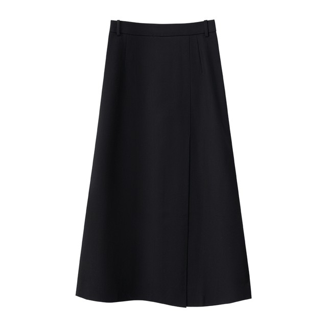 Amii2025 new autumn style commuting intellectual versatile high slit A-line skirt skirt women's slim black skirt