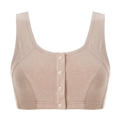ແມ່ອາຍຸກາງແລະຜູ້ສູງອາຍຸສີຝ້າຍ bra ແມ່ຍິງຜູ້ສູງອາຍຸຝ້າຍບໍລິສຸດບໍ່ມີສາຍ bra summer ບາງປຸ່ມຫນ້າ vest ແບບ underwear