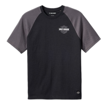 Harley-Davidson Summer Mens BS Raglan Cotton Knitted Short Sleeve Contrast Print Mens Round Neck T-Shirt