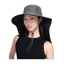 Boxi and big hat fisheries hats men and women in summer head facial neck sunscreen hats vinyl anti -ultraviolet hat