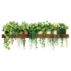 3D Three-Dimensional Fresh Green Plant Wall Stickers to Cover up Flaws, Simulated Potted Plants, Nordic Decoration, Patch Holes, Stains, and Scratches, Wall Stickers