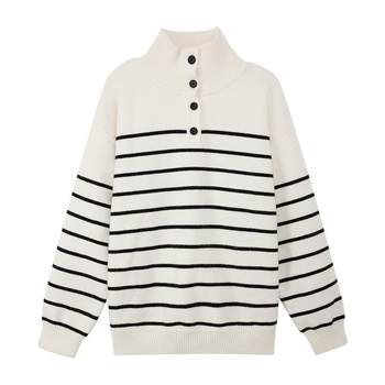 Zuoxi boys' spring and autumn stand collar striped knit sweater Zuoxi boys' spring and autumn stand collar striped knit sweater