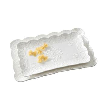 European style embossed rectangular dim sum dish