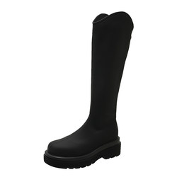 V -port long boots female autumn and winter thick -legged knight boots thick bottom long boots, fat mm big tube high bart high boots large size female boots