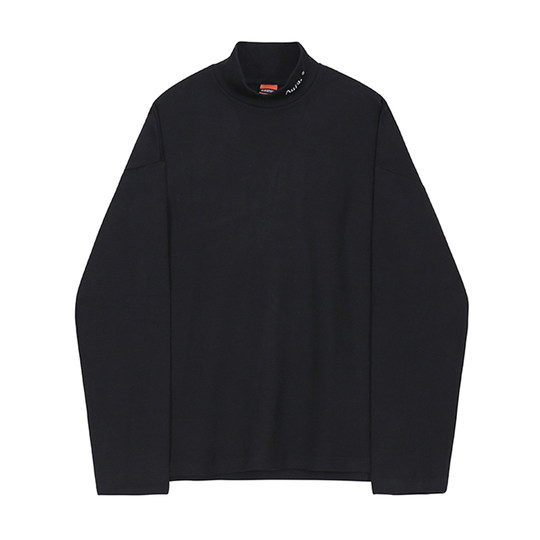 MRCYC秋季新款半高领长袖男纯棉宽松纯色韩系潮流长袖打底衫上衣