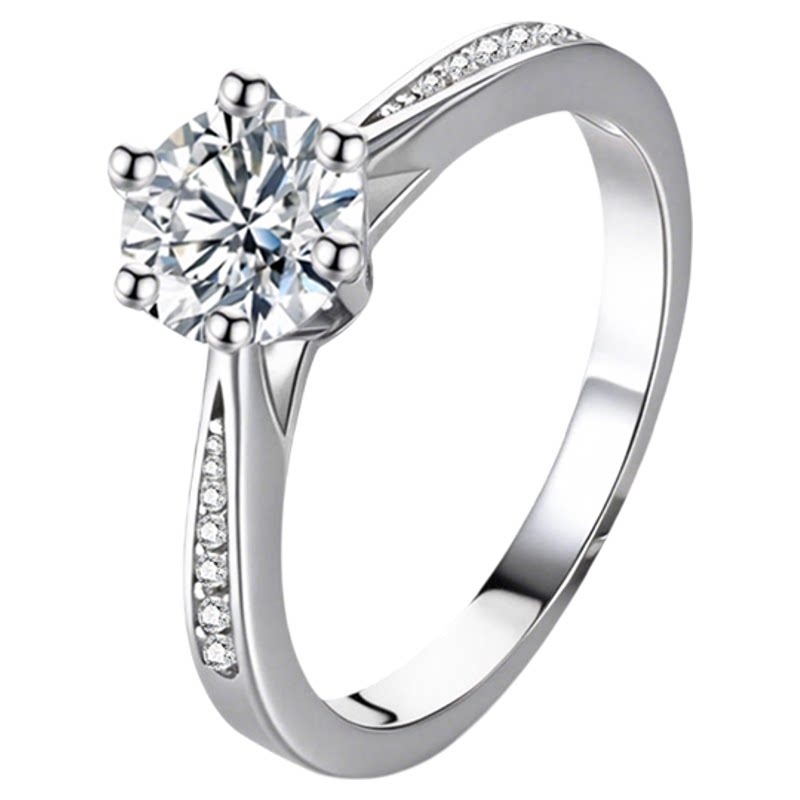 IDO Forever cultured diamond six-prong diamond ring