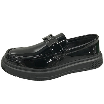 New patent leather and velvet autumn and winter casual beanie men's leather shoes