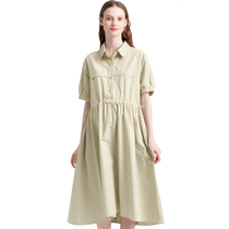 Dantino Maternity Dress 2024 New Drawstring Slim Fashion Shirt Dress Mid-Length Large Size A-Line Skirt