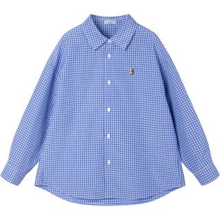 Mucmukn children's clothing new raff college style shirt embroidered versatile blue plaid shirt jacket for boys and girls