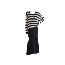 Maternity wear autumn 2024 new age-reducing style knitted loose and slim striped cardigan dress two-piece suit
