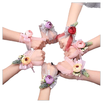 Bridesmaids wrist flower brides wedding sisters group hand flower forest style Korean style beautiful and fairy bracelet wedding supplies