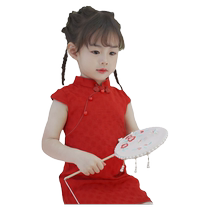 Girls cheongsam summer Chinese-style Republic of China ancient style improved baby red dress skirt girls and childrens catwalk costumes