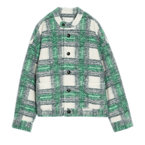 (Fashionable intellectuals) EIN Yan retro contrasting plaid woolen double-sided short coat 23 new autumn and winter styles