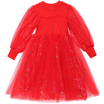 ເດັກຍິງ Dress Spring 2024 New Mesh Skirt Plus Velvet Girls Super Fairy Puff Skirt Western Style Autumn and Winter Princess Skirt