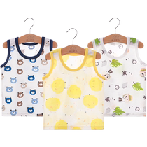 Childrens vest summer pure cotton thin section for infants and young children boys and girls sleeveless tops slings and belly protectors 3 pieces for babies