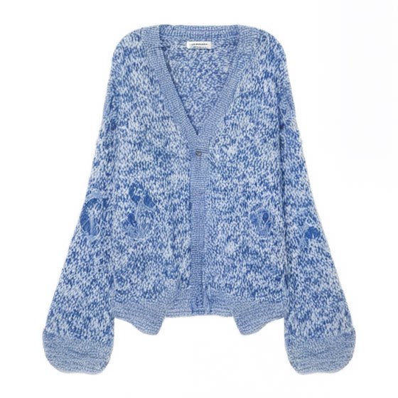 
[INXX]APYD Oracle Jacquard V-neck Sweater Cardigan Men and Women's Tassel Spliced ​​Sweater Trend