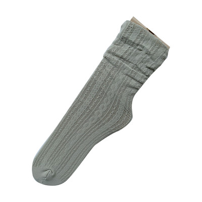 LET ME SEE summer thin mid-tube mesh hollow pile socks women's solid color cotton socks summer breathable sweat-absorbing