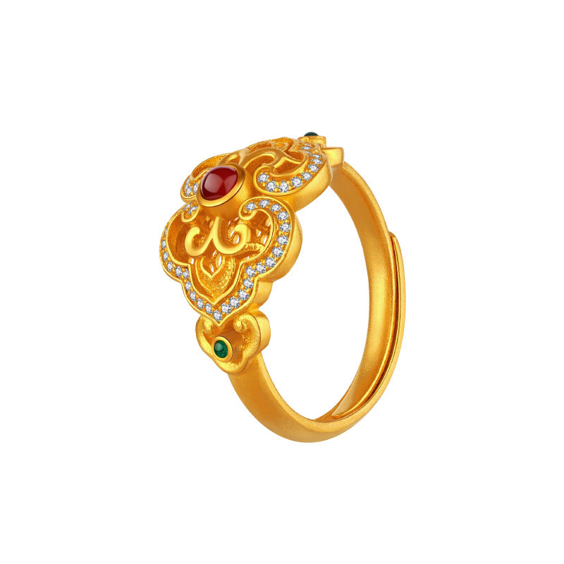Gongdu Imperial City-Ruyi pure gold ring inlay technology