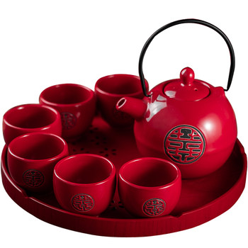 Marriage ceramics changing cup red double wedding tea set