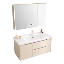 Gujia Home New Cream Style Bathroom Cabinet Ceramic Integrated Basin Combination Bathroom Washstand Washbasin Cabinet