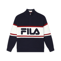 (Same style as Zhang Yixing) FILA official couple sweater 23 winter new fashion stand-up collar sweater for men and women
