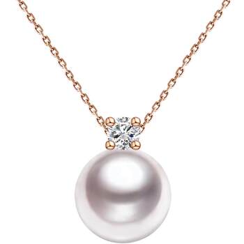 Gio jewelry 18k gold diamond princess diana style akoya seawater pearl necklace women's pendant single small light bulb necklace