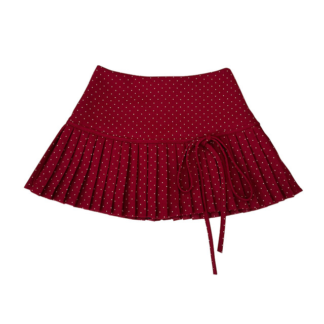 Tie bow polka dot high waist slimming skirt