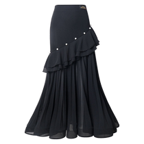 Danbaoluo Ballroom Dance Swing Skirt Elegant Pearl Design Temperament Red Tango National Standard Square Dance Dance Skirt