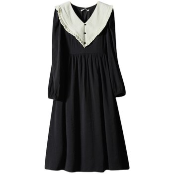 V-neck fungus long-sleeved A-line dress Hang Dianchun new arrival women's discount 323