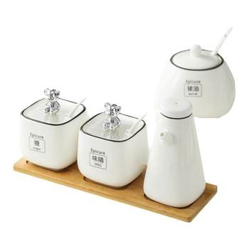 Household ceramic seasoning jar seasoning jar kitchen seasoning jar light luxury salt msg seasoning box salt jar seasoning jar