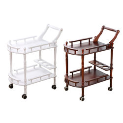 Solid wood trolley hotel restaurant food delivery cart double-decker drink cart household mobile tea cart snack cart cake cart
