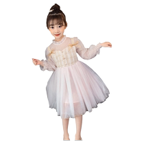 Girls small fragrant dress spring and autumn 2024 new style childrens clothing girls long-sleeved mesh princess skirt