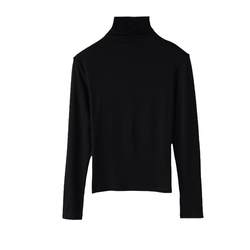 Black turtleneck modal bottoming shirt for women, autumn and winter tight-fitting 2024 new long-sleeved pile top, close-fitting