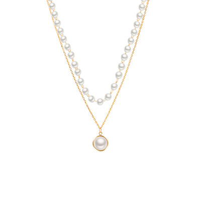 Choker light luxury niche retro ins senior double pearl necklace female tide collarbone chain neckband neck jewelry