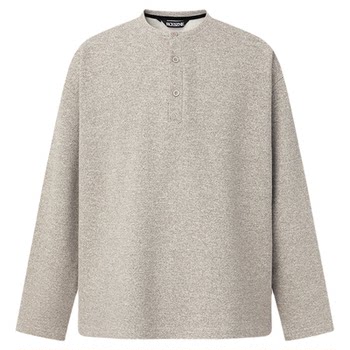 Dark matter round neck henley sweatshirt men's autumn korean style bottoming long-sleeved t-shirt